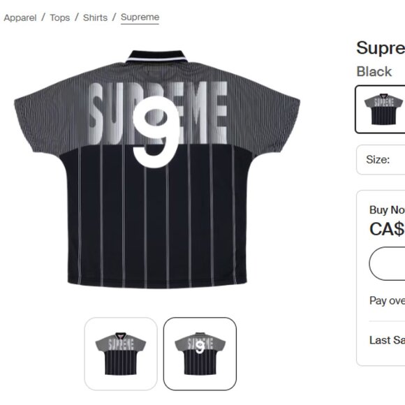 Supreme Soccer Polo – Black/White Pinstripe – Size L - Picture 4 of 13